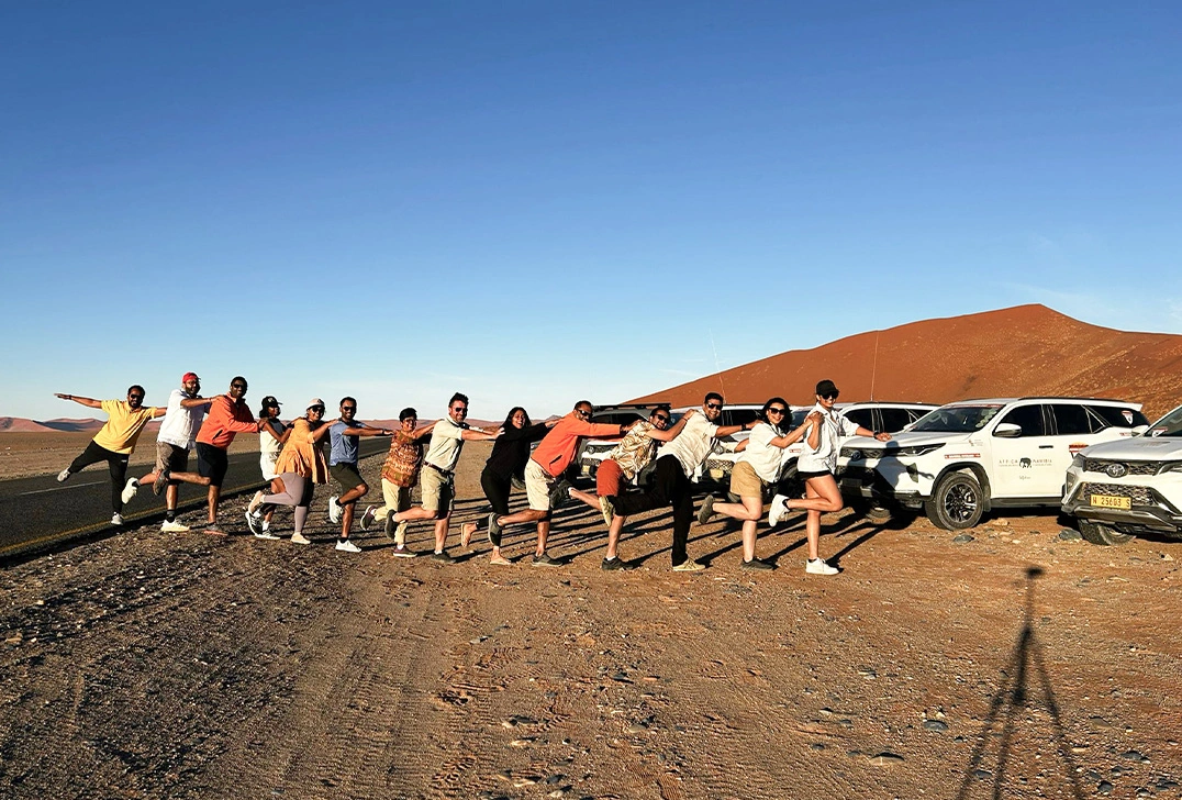 Happy AO travellers at Windhoek, Namibia 