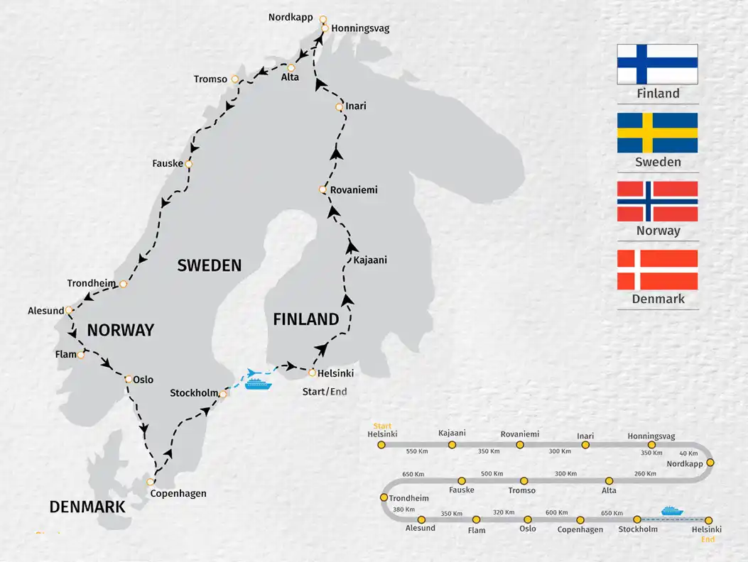 Scandinavia Road Trip Route Map