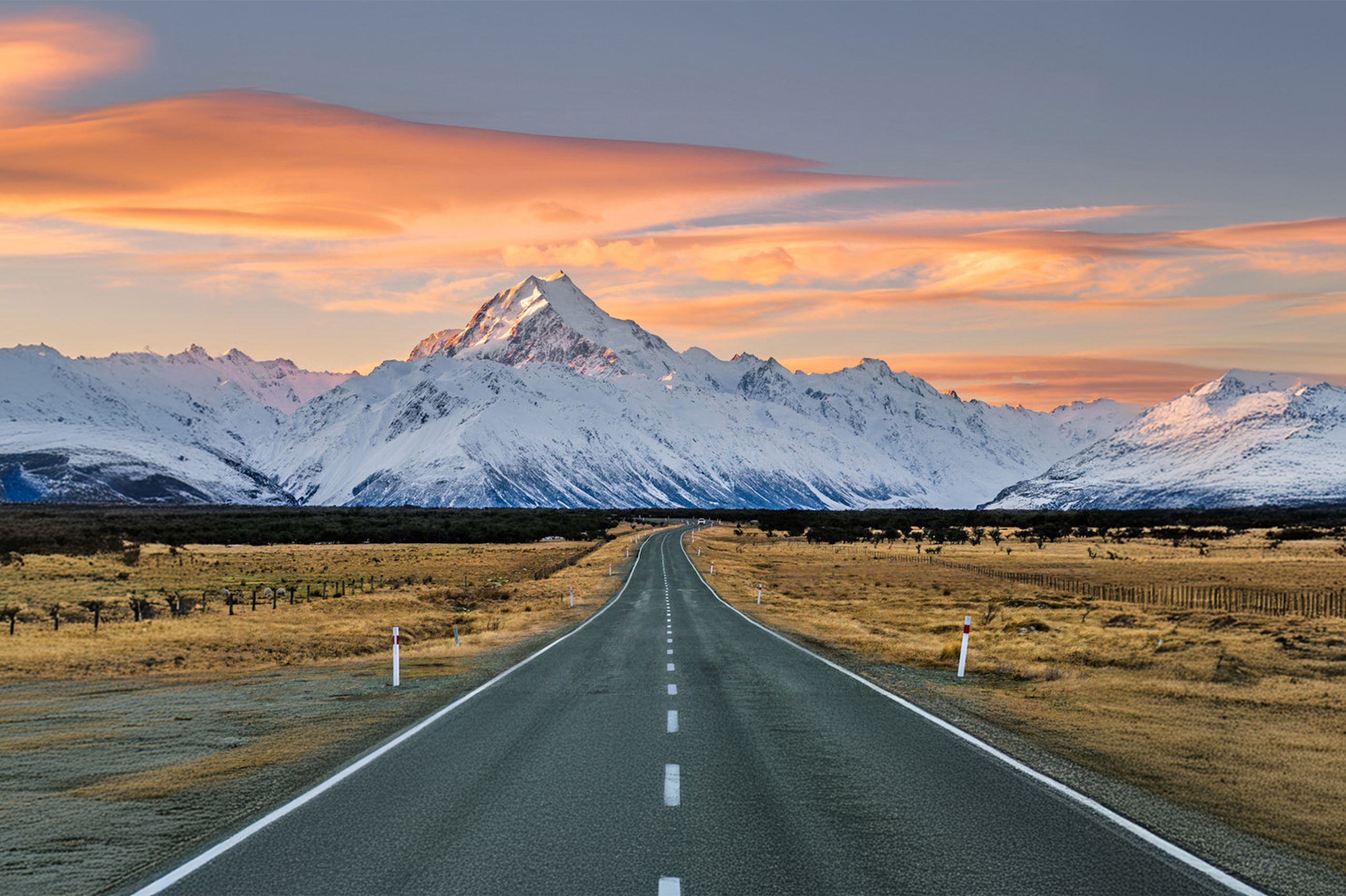 Straight Highway with Cloudy New Zealand Weather